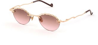 Eyepetizer Gold Rive Scalloped Round Sunglasses