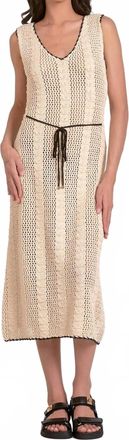 Elan Crochet Lined Dress In Beige