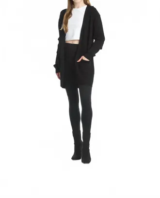 Papillon Cable Knit Stretchy Layering Cardigan In Black