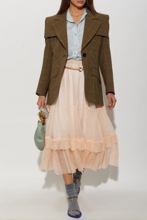 Chlo&eacute; Wool Blazer With A Detachable Scarf, Womens, Brown