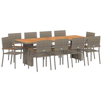 vidaXL Conjunto De Comedor De Jard&iacute;n 11 Pcs Gris Polirat&aacute;n Vidaxl