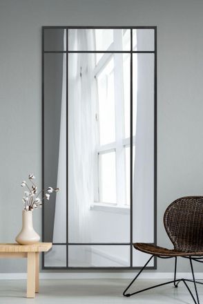 MirrorOutlet Black Contemporary Wall & Leaner Mirror 71 X 33 (180 x 85CM) | Size: 1 Pack