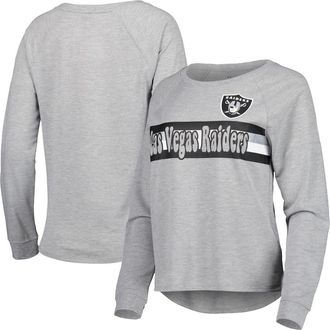 Outerstuff Juniors Heathered Gray Las Vegas Raiders All Striped Up Raglan Long Sleeve T-Shirt in Heather Gray at Nordstrom, Size X-Large