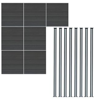 MonsterShop Composite Fence Panels & LED Posts 6ft x 40ft - Grey
