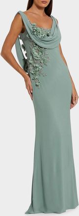 Mac Duggal Evening Beaded Jersey Sleeveless Gown