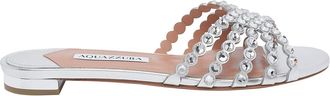Aquazzura Silver Tequila Flat Sandals