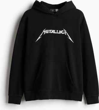 H&M Hoodie in Loose Fit - Schwarz