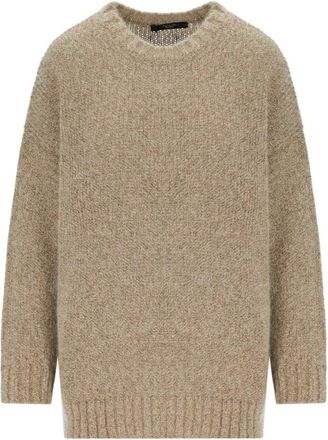 Max Mara Furetto Sweater - Dames - Ronde hals truien - Beige - XS - Wol - Truien & Vesten