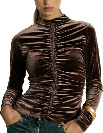 Reiss Ari Ruched Velvet Top