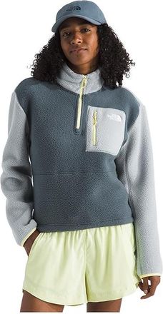 The North Face Yumiori 1/4 Zip Womens Coat Granite Grey/Frost Grey/Lemon Mist : 2XL, Fleece/Polyester