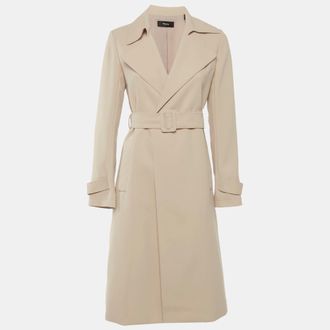 Theory Beige Crepe Oaklane Trench Coat