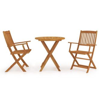Berkfield Home 3 Piece Folding Garden Dining Set Solid Acacia Wood in Brown