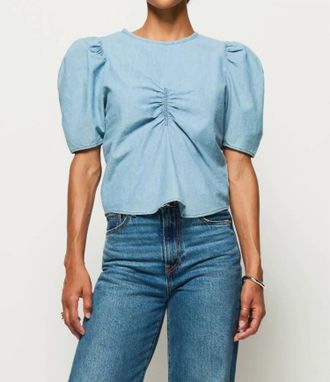 Nation Ltd Cecily Top In Blue Chambray Faded Blue