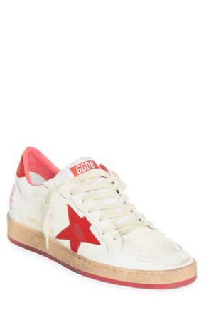 Golden Goose Ball Star Low Top Sneaker in White/Strawberry Red at Nordstrom, Size 10Us