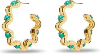 Lele Sadoughi Womens Caterpillar Hoop Earring In Malachite