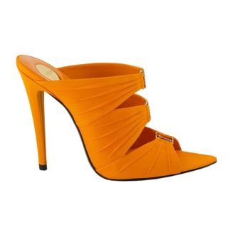 Saint Laurent Heeled Mules, female, Orange, Size: 8 1/2 US Emilie Heeled Mules