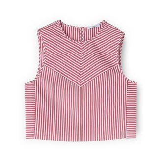 Motivi Top crop de popelina a rayas - Tops - Mujer - Rojo - 2XL