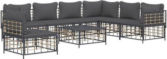 vidaXL Juego De Muebles De Jard&iacute;n 8 Pzas Y Cojines Rat&aacute;n Pe Antracita Vidaxl