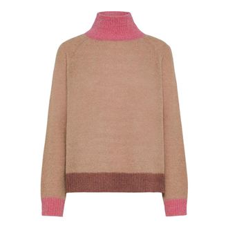 Ni&ugrave; Alpaca trui met hoge hals en contrasterende inzetstukken - Dames - Truien - Veelkleurig - Maat: L Su&egrave;de