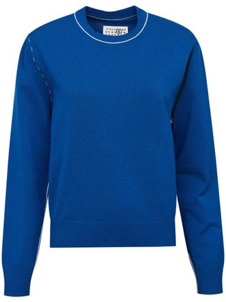 Maison Margiela Maglione girocollo con cut-out - Blu