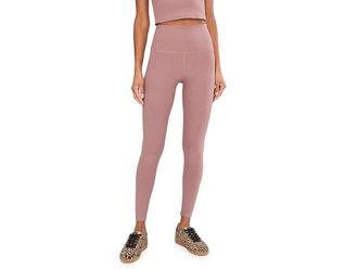Beyond Yoga Spacedye Caught In The Midi High-Waisted Legging Womens Casual Pants Rosey Taupe Heather : 2XL (US Womens 18-20)