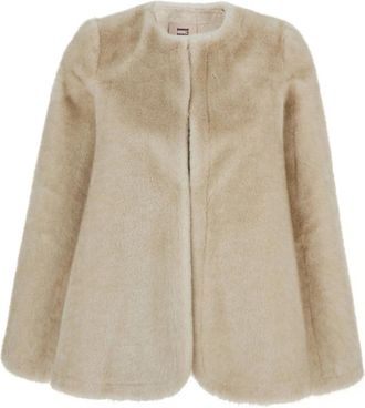VALENTINI 1972 Trapeziumvormige Cape van Imitatiebont - Dames - Jassen - Beige - S - Polyester - Jassen