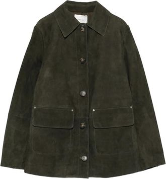 Vince Su&egrave;de Blousejas - Dames - Leren en Su&egrave;de Jassen - Groen - XS - Su&egrave;de - Jassen