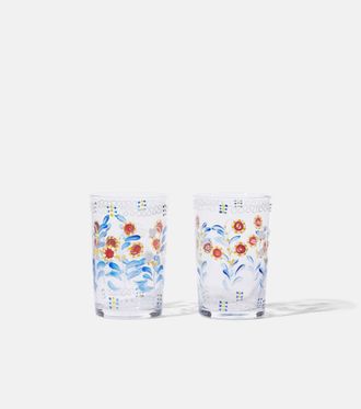 Cabana Marmara set of 2 floral glass tumblers