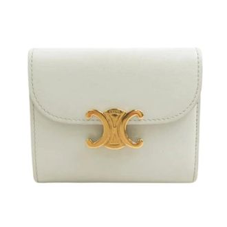 Celine Pre-owned Portemonnee (drievoudig) - Dames - Pre-owned - Wit - Maat: ONE Size Leer