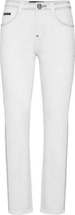Philipp Plein Boyfriend Crystal - Dames - Slim Fit Jeans - Wit - W28 - Denim - Jeans