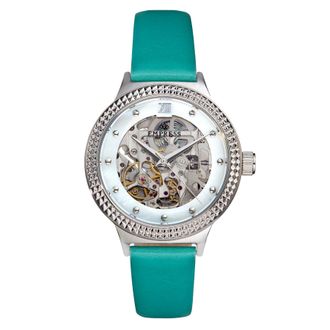 Empress Alice Automatic Watch, Mother-of-Pearl Skeleton Dial, Leather Strap