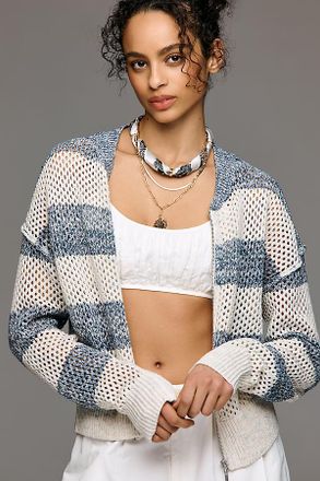 Pilcro Stitchy Bomber Cardigan Sweater