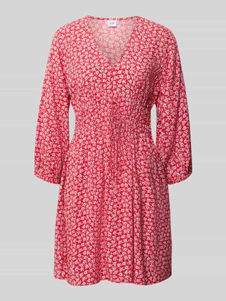 GAP Minikleid aus reiner Viskose mit floralem Allover-Print in Rot, Gr&ouml;&szlig;e XL