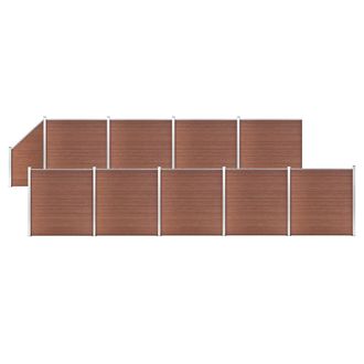 vidaXL Set De Valla 9 Cuadradas + 1 Oblicua Wpc Marr&oacute;n 1657x186 Cm Vidaxl
