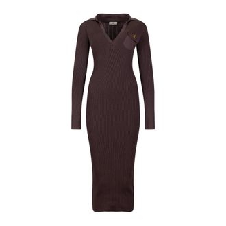 Elisabetta Franchi Zip-Up Midi Jurk - Dames - Casual kleedjes - Bruin - XS - Kleedjes