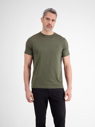 Lerros Rundhalsshirt LERROS, Herren, Gr. S, gr&uuml;n (nordic olive), Single Jersey, Obermaterial: 100% Baumwolle, unifarben, regular fit taillenbedeckt, Rundhals