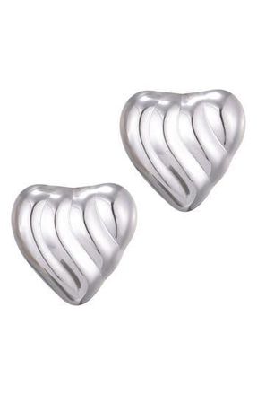 Adornia Heart Statement Stud Earrings in Silver at Nordstrom Rack