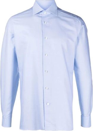 Ermenegildo Zegna Katoenen Overhemd - Heren - Zakelijke Overhemden - Blauw - 3XL - Katoen - Overhemden