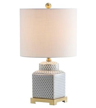 Jonathan Y Designs Cleo Ceramic/Metal Ginger Jar LED Table Lamp in White/navy at Nordstrom