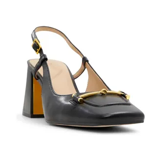 Ted Baker Mia Icon Pump Womens Black Leather Square Toe Block Heel VER1507
