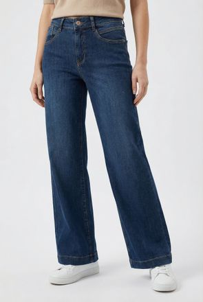 MAC Broeken Stretch-Jeans MAC RICH PALAZZO, Damen, Gr. 34, L&auml;nge 30, night blau netwash, Denim/Jeans, Obermaterial: 89% Baumwolle, 8% Polyester, 3% Elasthan, weit