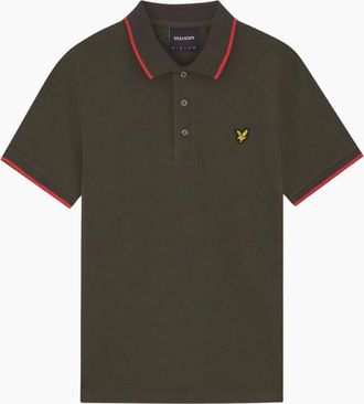 Lyle & Scott Mens Lyle & Scott Soft Black Tipped Polo Shirt - Green - Size: 40