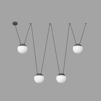 Netlighting Mine 4 Light Ceiling Pendant Wood Dark Grey E27