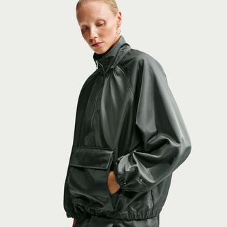 Nike Womens Nike Sportswear Satin 1/4-Zip Anorak in Green | IV4995-303