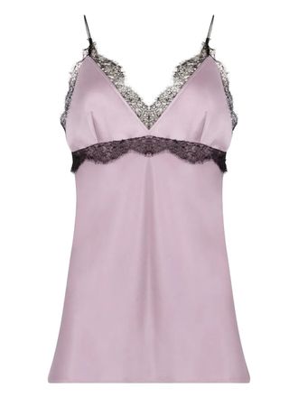 Nina Ricci lace V-neck silk top - Pink