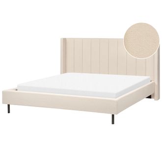 Beliani Cama Con Somier 180 X 200 Cm Moderna Tapizada Boucl&eacute; Base Listones Beige Villette