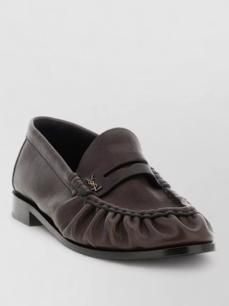 Saint Laurent loafer shoe round toe ruched design