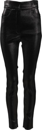 Dolce & Gabbana Black Cotton Stretch Lurex Thread Skinny Womens Pants
