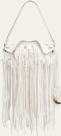 Alexander McQueen Fringed Croc-Embossed Leather Shoulder Bag