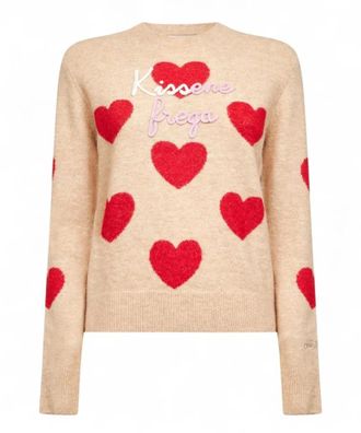 MC2 Saint Barth Beige Alpaca Sweater With Heart Motifs